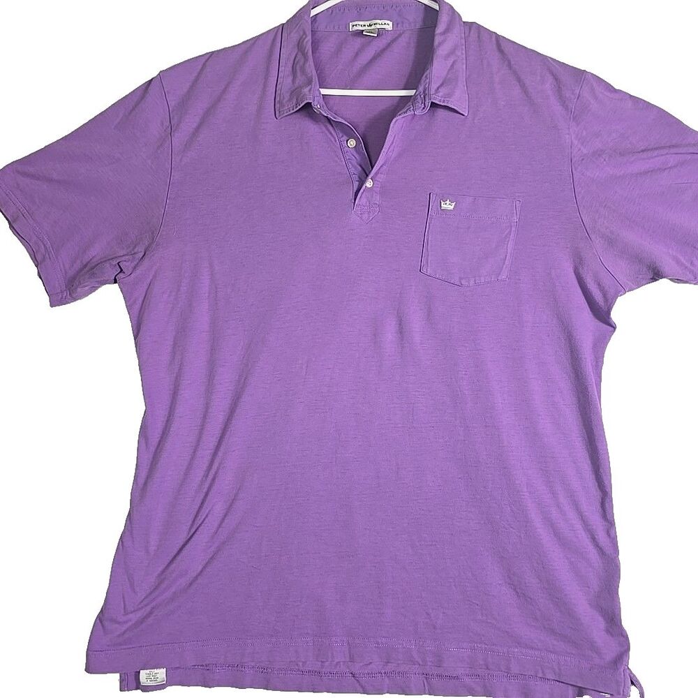 Peter Millar Polo Shirt Men’s XL Purple Pima Cotton Pocket Crown Logo